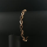 14k Yellow Gold Sapphire and 1cttw Diamond Fancy Heart Link Bracelet 7"