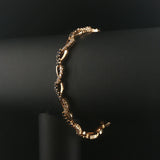 14k Yellow Gold Sapphire and 1cttw Diamond Fancy Heart Link Bracelet 7"