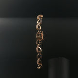 14k Yellow Gold Sapphire and 1cttw Diamond Fancy Heart Link Bracelet 7"