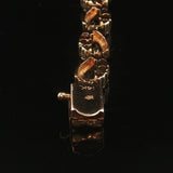 14k Yellow Gold Sapphire and 1cttw Diamond Fancy Heart Link Bracelet 7"