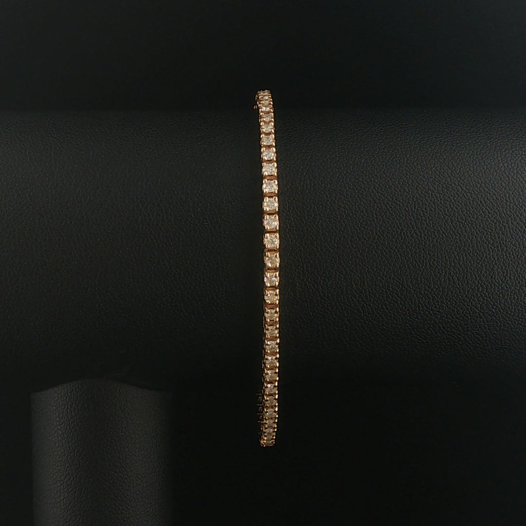 14k Yellow Gold and 2cttw Diamond Solid Vintage Tennis Bracelet 7"