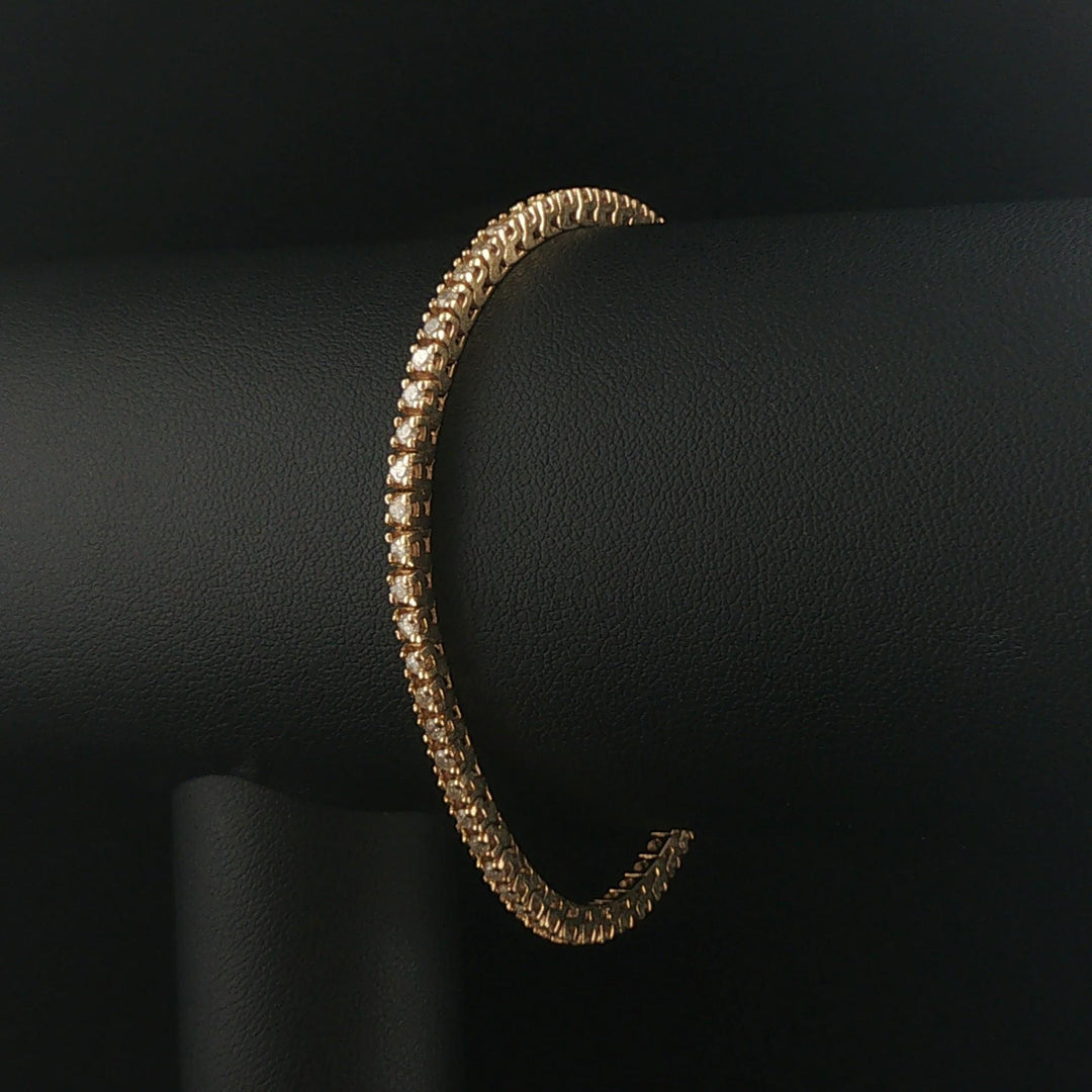 14k Yellow Gold and 2cttw Diamond Solid Vintage Tennis Bracelet 7"