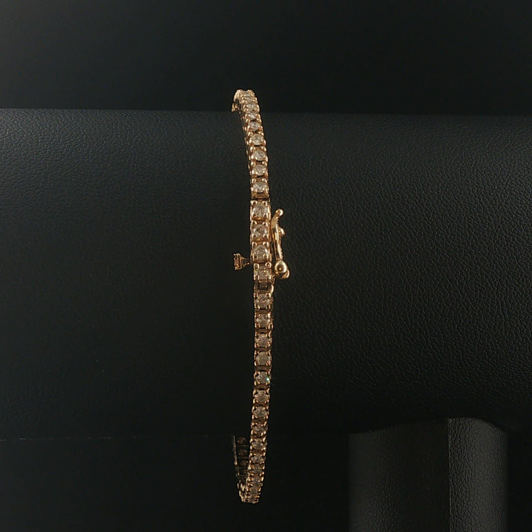 14k Yellow Gold and 2cttw Diamond Solid Vintage Tennis Bracelet 7"