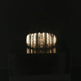 14k Yellow Gold Emerald and 0.30cttw Diamond Band Ring Size 7