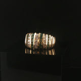 14k Yellow Gold Emerald and 0.30cttw Diamond Band Ring Size 7