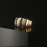 14k Yellow Gold Emerald and 0.30cttw Diamond Band Ring Size 7