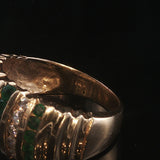 14k Yellow Gold Emerald and 0.30cttw Diamond Band Ring Size 7