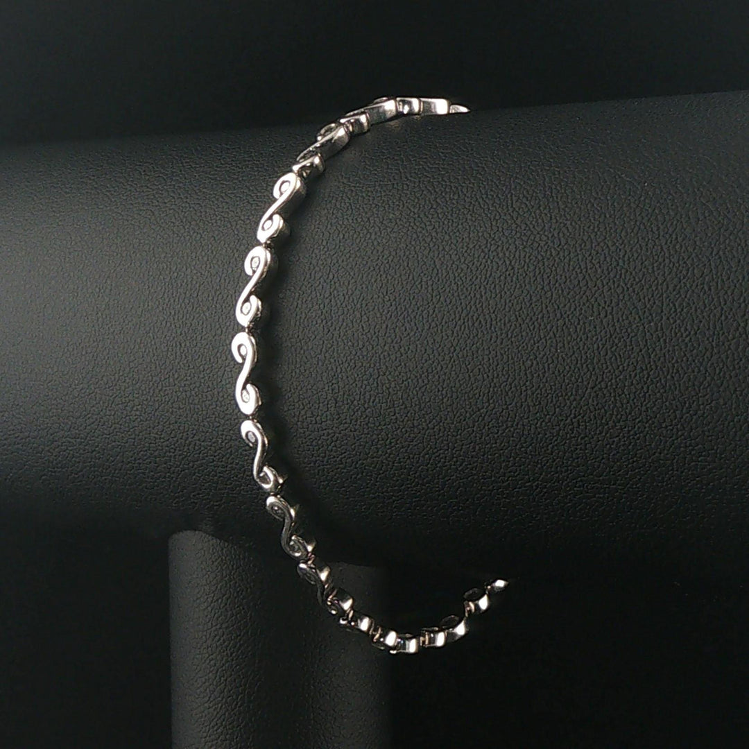 14k White Gold and 0.50cttw Diamond Ladies S Scroll Link Bracelet 7"