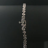 14k White Gold and 0.50cttw Diamond Ladies S Scroll Link Bracelet 7"