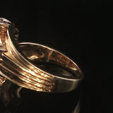 14k Yellow Gold Emerald and Diamond Vintage Bypass Band Ring Size 5