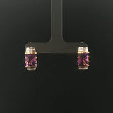 14k Yellow Gold Amethyst and Diamond 7.6g Solid Huggie Earrings