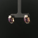 14k Yellow Gold Amethyst and Diamond 7.6g Solid Huggie Earrings