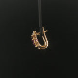 14k Yellow Gold Amethyst and Diamond 7.6g Solid Huggie Earrings