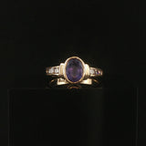 14k Yellow Gold Bezel Set Tanzanite and Diamond Vintage Ring Size 7