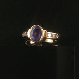 14k Yellow Gold Bezel Set Tanzanite and Diamond Vintage Ring Size 7