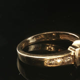 14k Yellow Gold Bezel Set Tanzanite and Diamond Vintage Ring Size 7