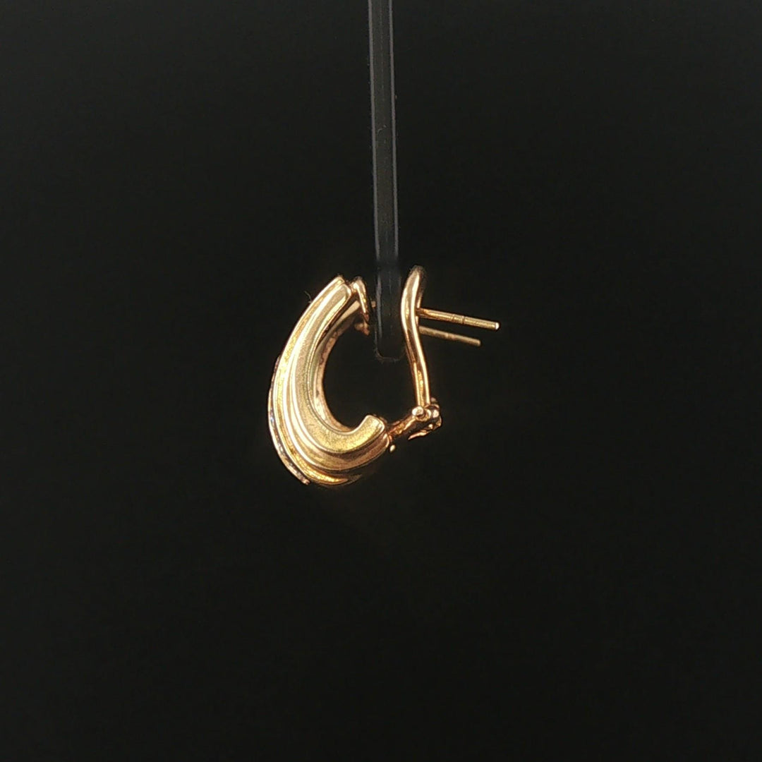14k Yellow Gold and 0.75cttw Diamond Fancy Huggie Earrings
