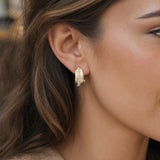 14k Yellow Gold and 0.75cttw Diamond Fancy Huggie Earrings