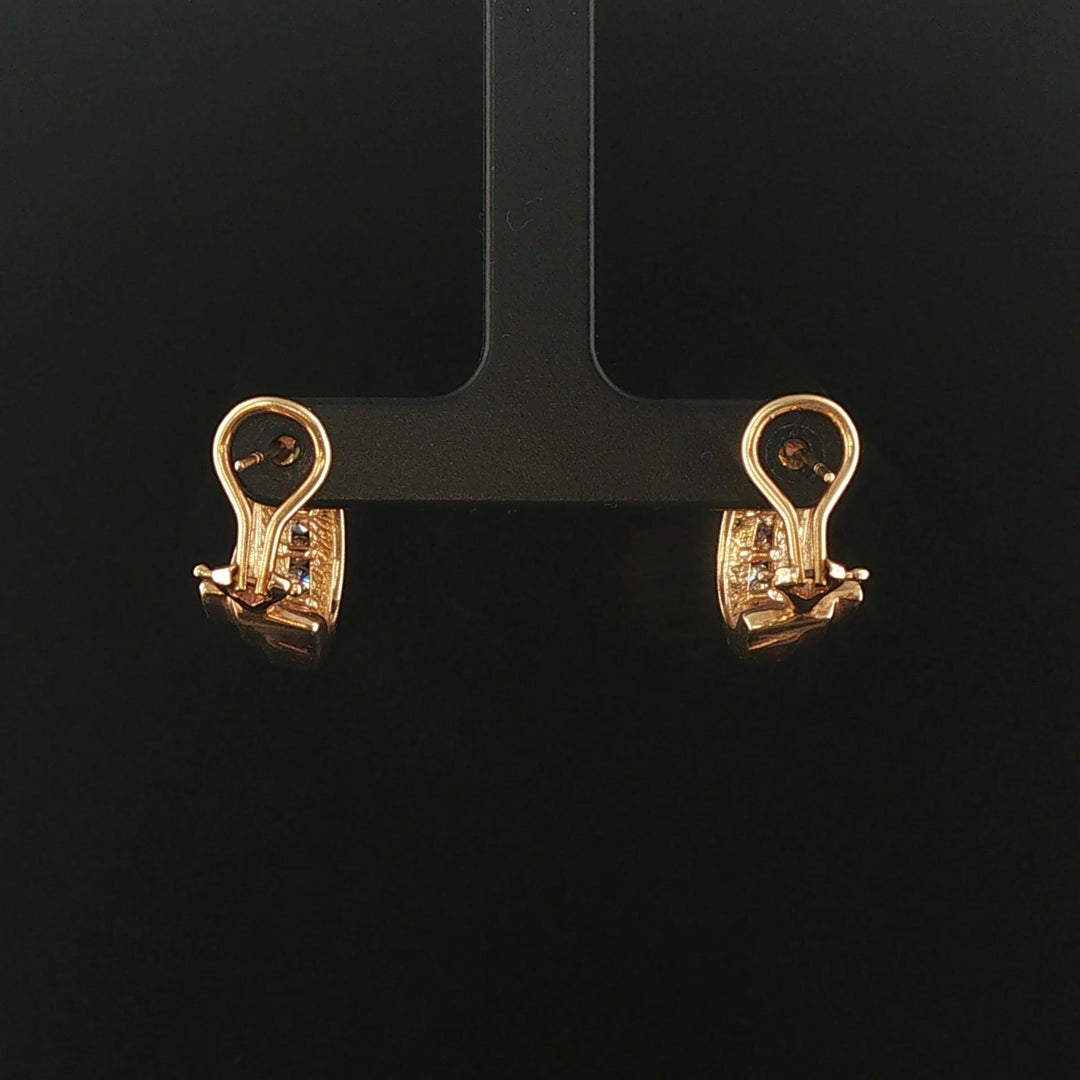 14k Yellow Gold and 0.75cttw Diamond Fancy Huggie Earrings