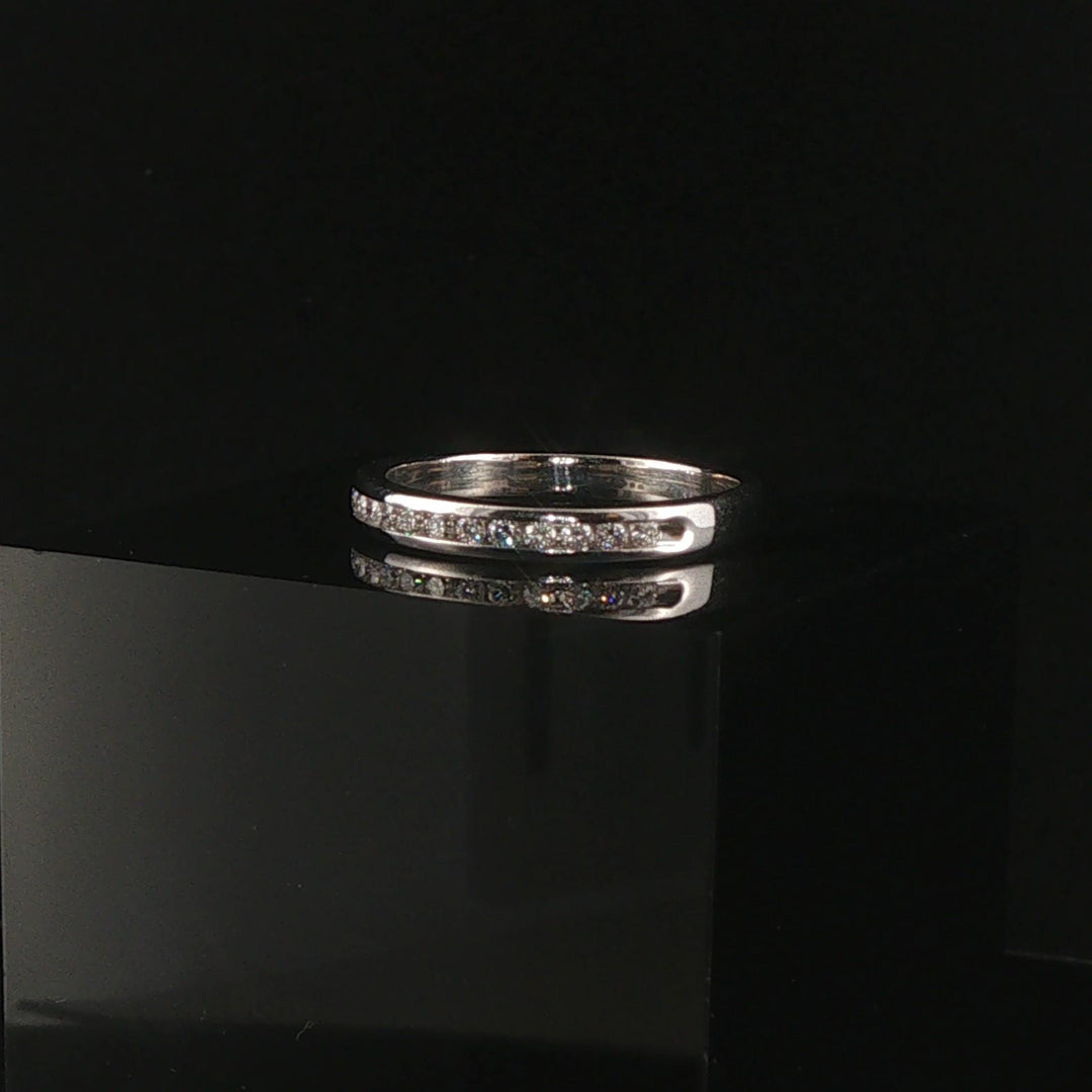 14k White Gold and 0.20cttw Diamond 3mm Half Eternity Band Ring Size 8.25