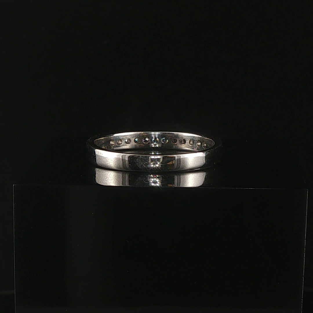 14k White Gold and 0.20cttw Diamond 3mm Half Eternity Band Ring Size 8.25