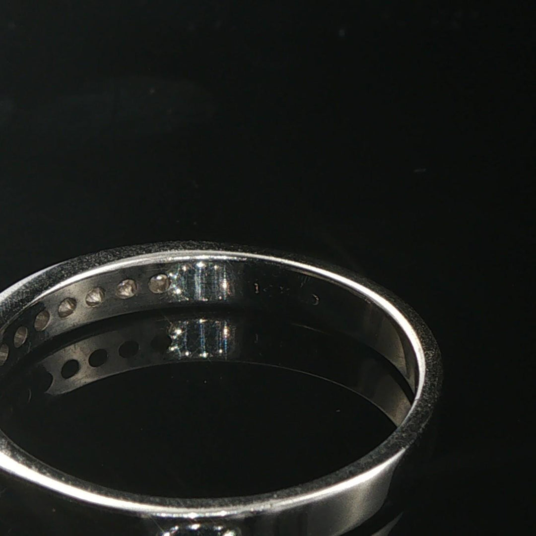 14k White Gold and 0.20cttw Diamond 3mm Half Eternity Band Ring Size 8.25
