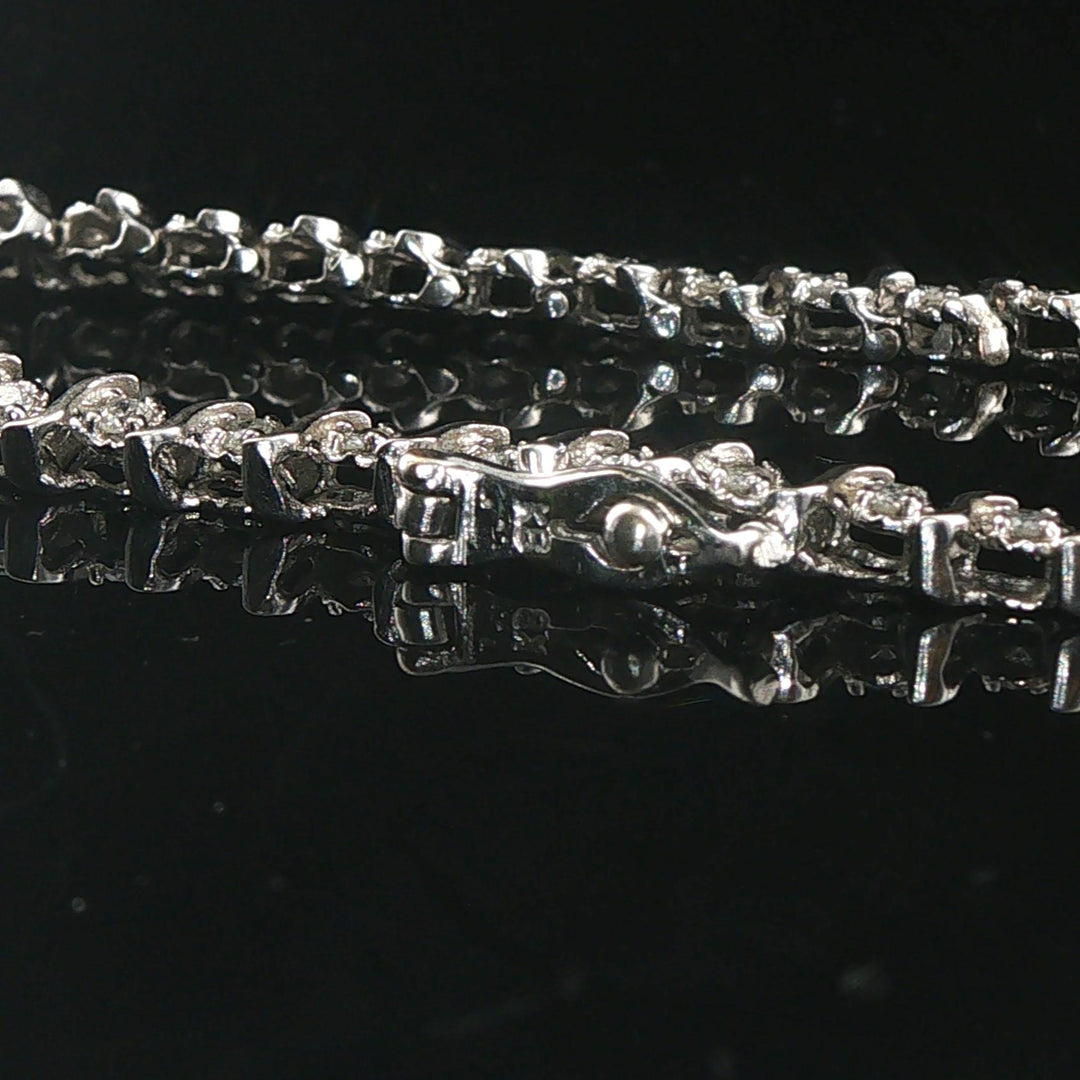 14k White Gold and 1cttw Diamond Vintage S Link Tennis Bracelet 8"