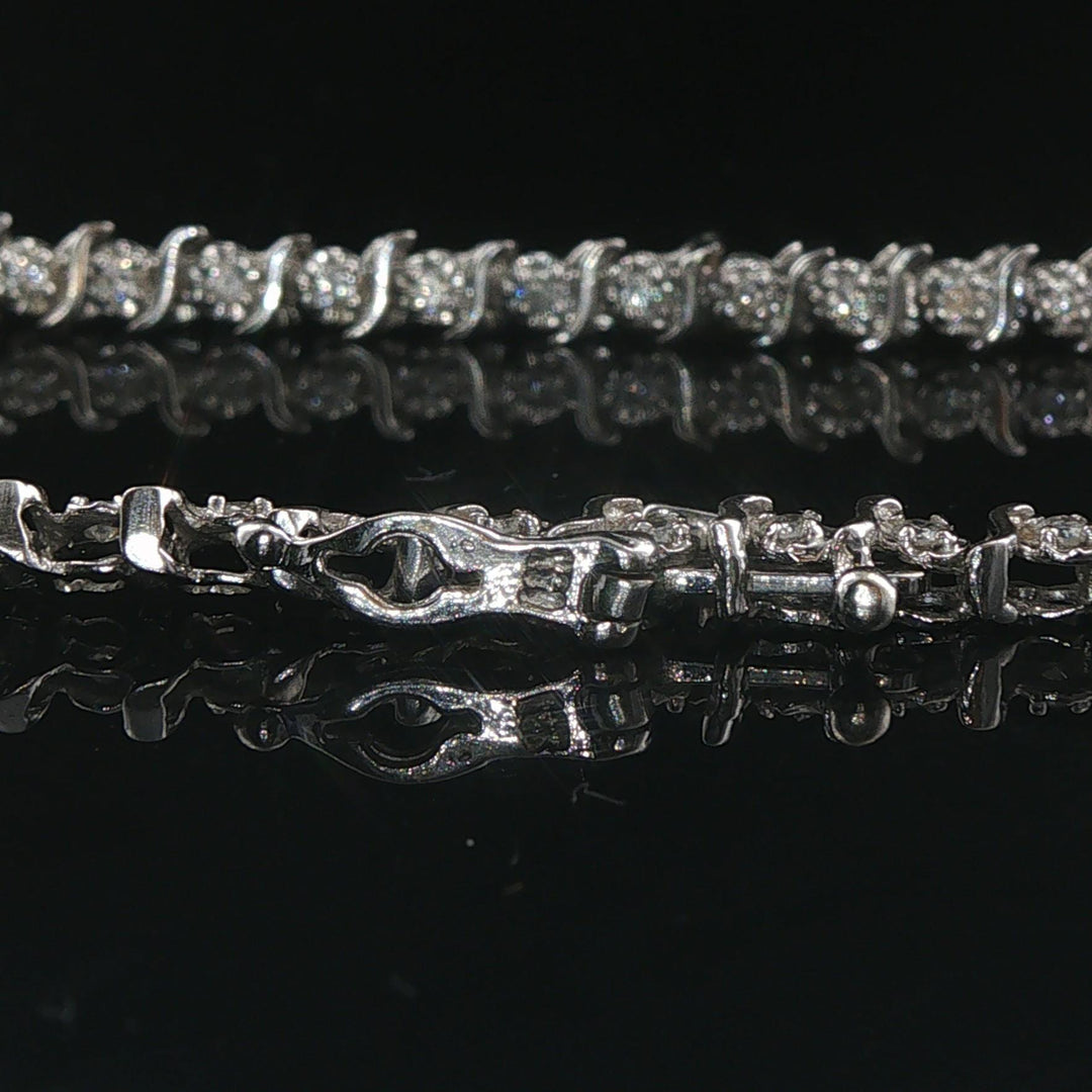 14k White Gold and 1cttw Diamond Vintage S Link Tennis Bracelet 8"