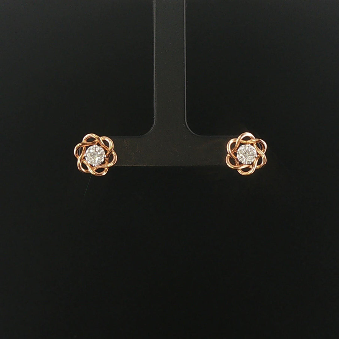 18k Rose Gold and 0.50cttw Cluster Diamond Vintage Floral Stud Earrings