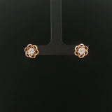 18k Rose Gold and 0.50cttw Cluster Diamond Vintage Floral Stud Earrings