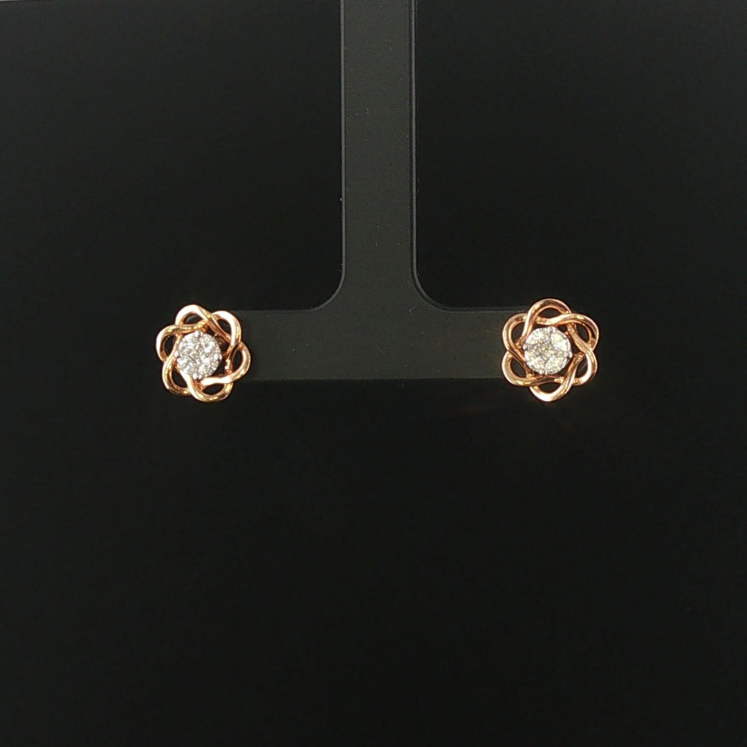 18k Rose Gold and 0.50cttw Cluster Diamond Vintage Floral Stud Earrings
