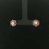 18k Rose Gold and 0.50cttw Cluster Diamond Vintage Floral Stud Earrings