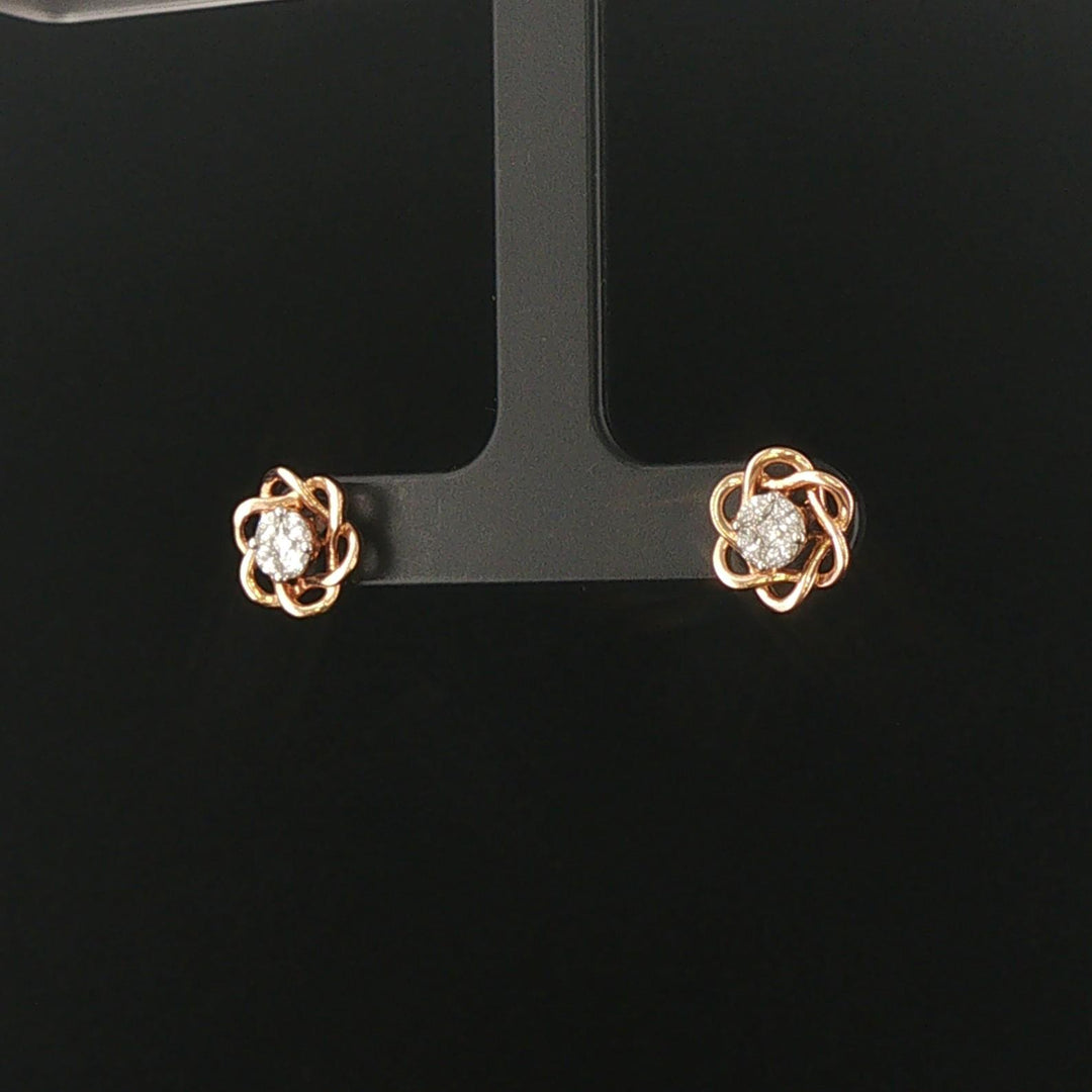 18k Rose Gold and 0.50cttw Cluster Diamond Vintage Floral Stud Earrings