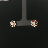 18k Rose Gold and 0.50cttw Cluster Diamond Vintage Floral Stud Earrings