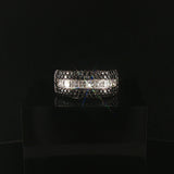 18k White Gold 2.10cttw Black and White Diamond Heavy Band Ring Size 6.5