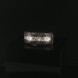 18k White Gold 2.10cttw Black and White Diamond Heavy Band Ring Size 6.5