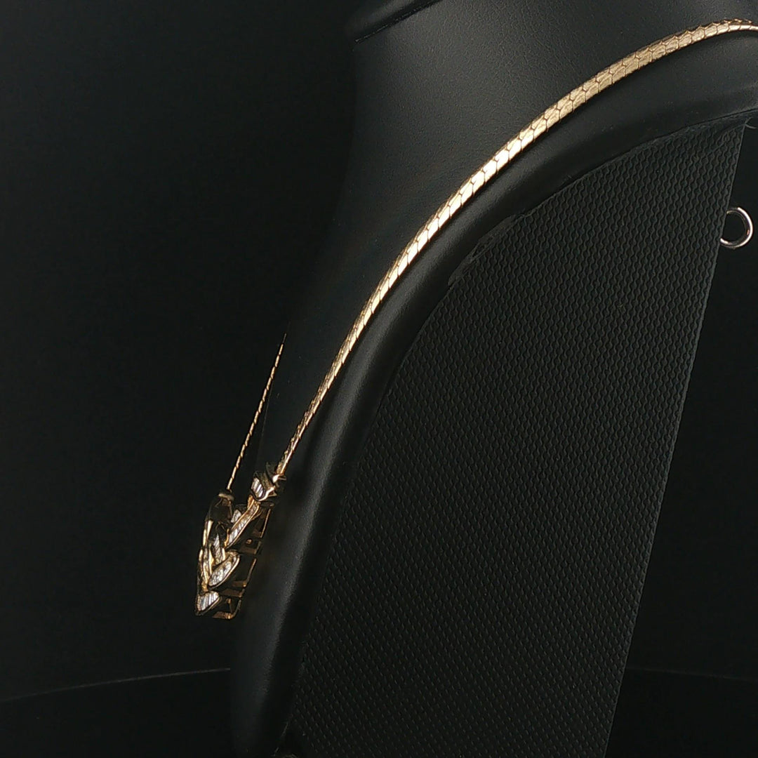 14k Yellow Gold and 2cttw Diamond Pendant Herringbone Link Necklace 18"