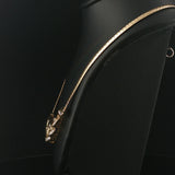14k Yellow Gold and 2cttw Diamond Pendant Herringbone Link Necklace 18"