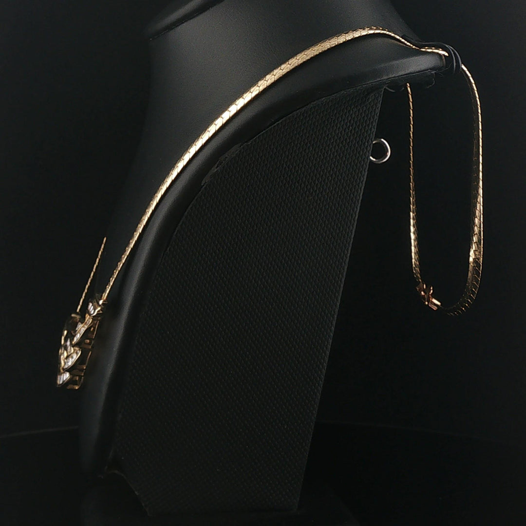 14k Yellow Gold and 2cttw Diamond Pendant Herringbone Link Necklace 18"