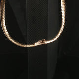 14k Yellow Gold and 2cttw Diamond Pendant Herringbone Link Necklace 18"