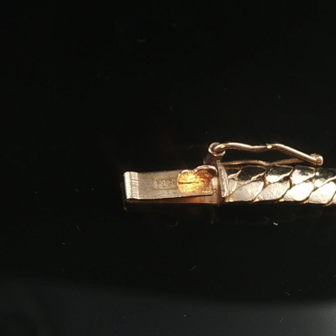 14k Yellow Gold and 2cttw Diamond Pendant Herringbone Link Necklace 18"