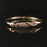 14k Yellow and White Gold 1cttw Diamond Vintage Bangle Bracelet 7.25"