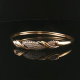 14k Yellow and White Gold 1cttw Diamond Vintage Bangle Bracelet 7.25"