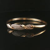 14k Yellow and White Gold 1cttw Diamond Vintage Bangle Bracelet 7.25"