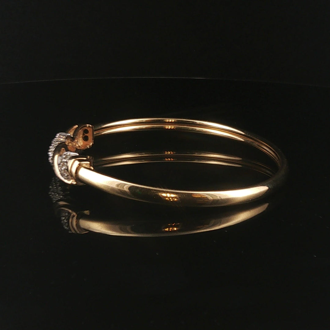 14k Yellow and White Gold 1cttw Diamond Vintage Bangle Bracelet 7.25"