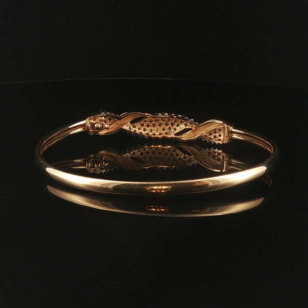 14k Yellow and White Gold 1cttw Diamond Vintage Bangle Bracelet 7.25"