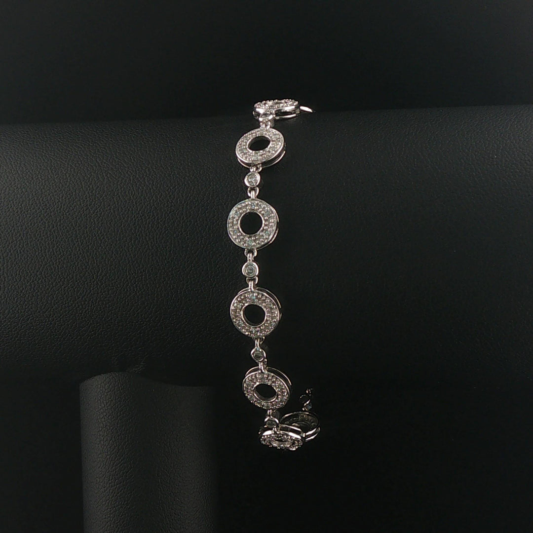 14k White Gold and 1cttw Diamond 10g Circle Link Bracelet 7"