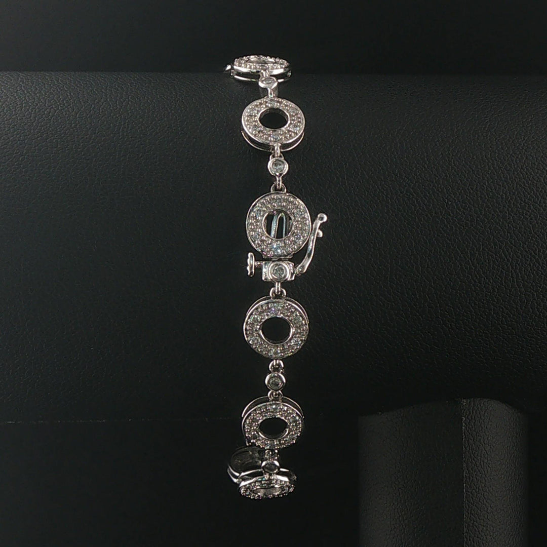 14k White Gold and 1cttw Diamond 10g Circle Link Bracelet 7"