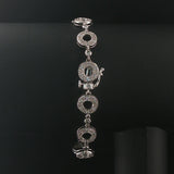 14k White Gold and 1cttw Diamond 10g Circle Link Bracelet 7"