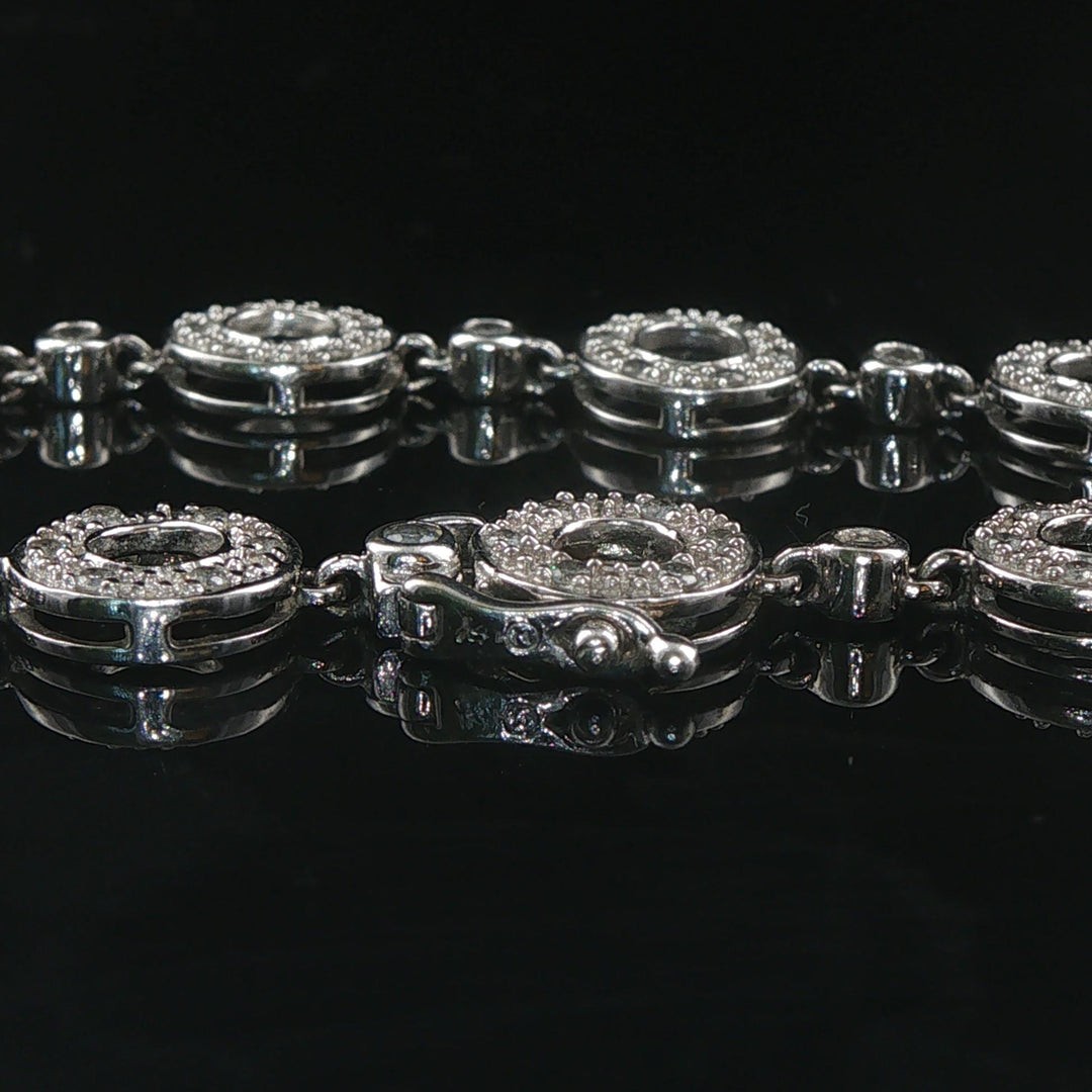 14k White Gold and 1cttw Diamond 10g Circle Link Bracelet 7"